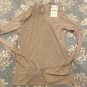 Zara sheer mock neck top